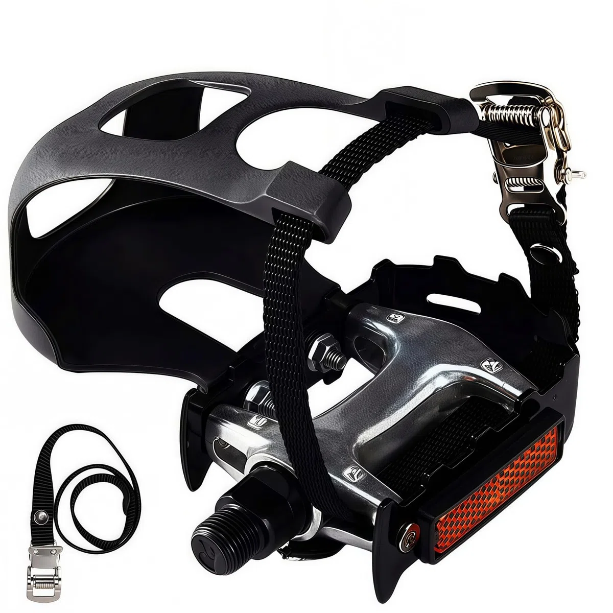 YBEKI Pedales de bicicleta Pro-Grade con clips ajustables para los dedos y correas para los pies, eje de 9/16 pulgadas, apto para Peloton, Schwinn, Sunny, Spinning, Mountain Bike y bicicleta de