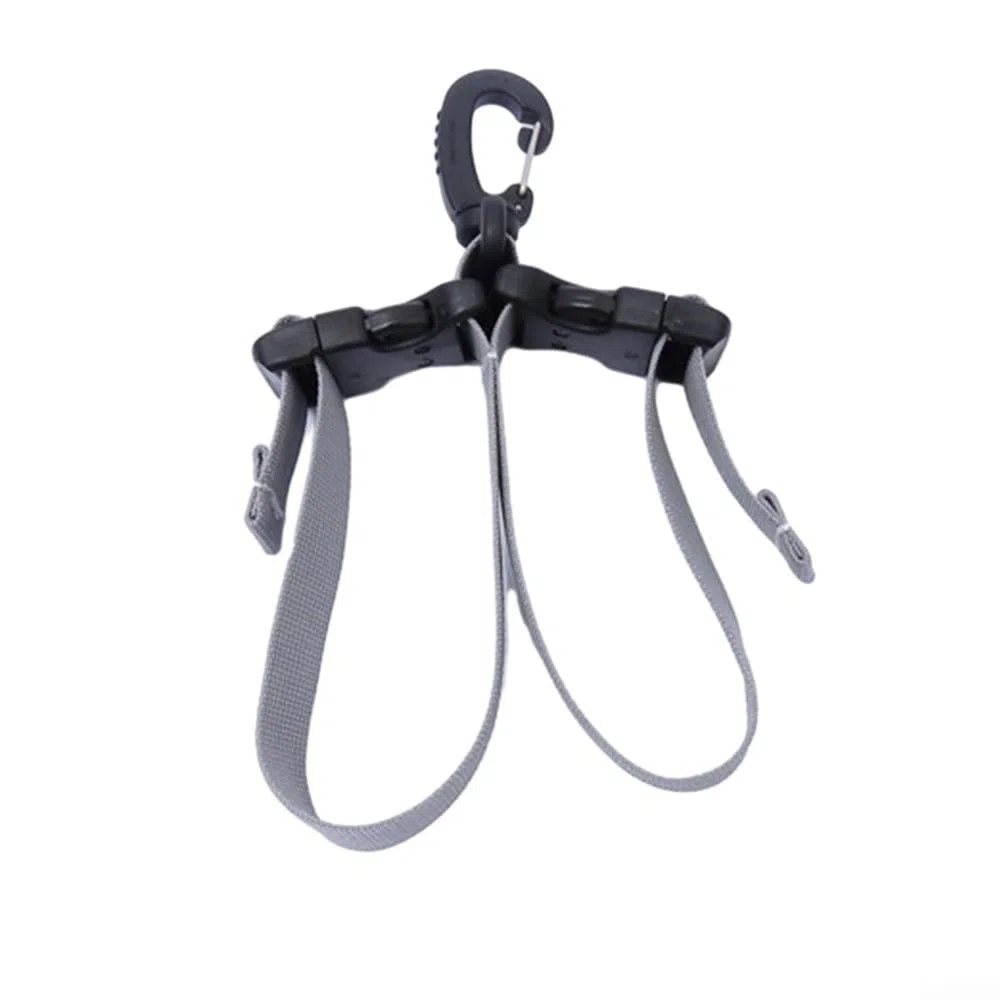 Correa de sujeción de aletas de buceo con clips ABS de doble hebilla y gancho de metal para colgar, soporte ajustable de liberación rápida para una fijación segura de la aleta en el equipo
