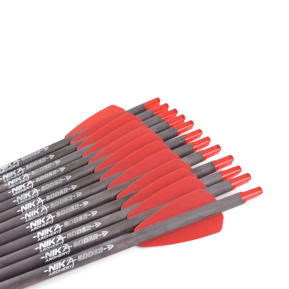 12 piezas de pernos de ballesta de carbono de 7.5 "para flechas de tiro con arco del sistema Cobra Adder de ballesta, flechas de caza con flecha de 2" con punta de punta de flecha de repuesto