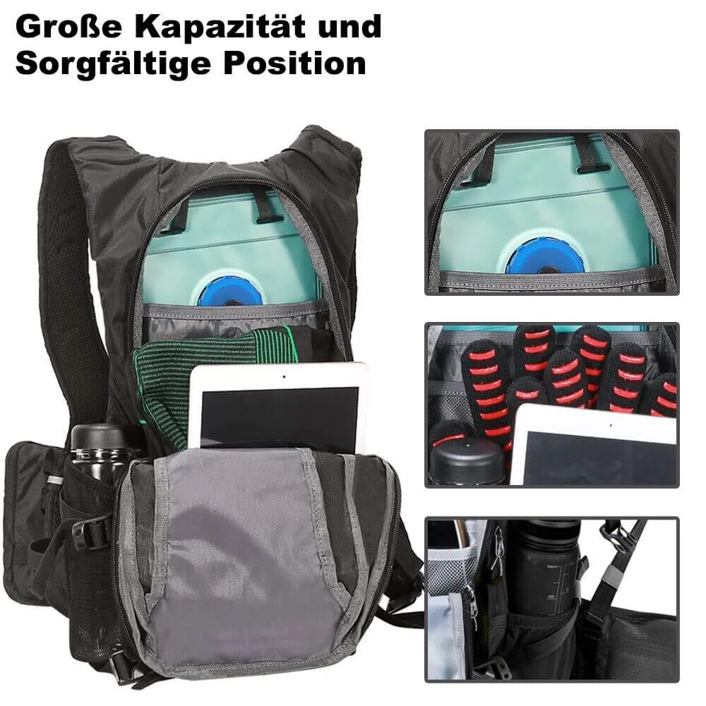 Toptrek - Mochila de Ciclismo de 18 l, Ultraligera con protección contra la Lluvia y Funda para Casco, Mochila de hidratación, Impermeable, Mochila de Ciclismo, Mochila de hidratación, para Hombre