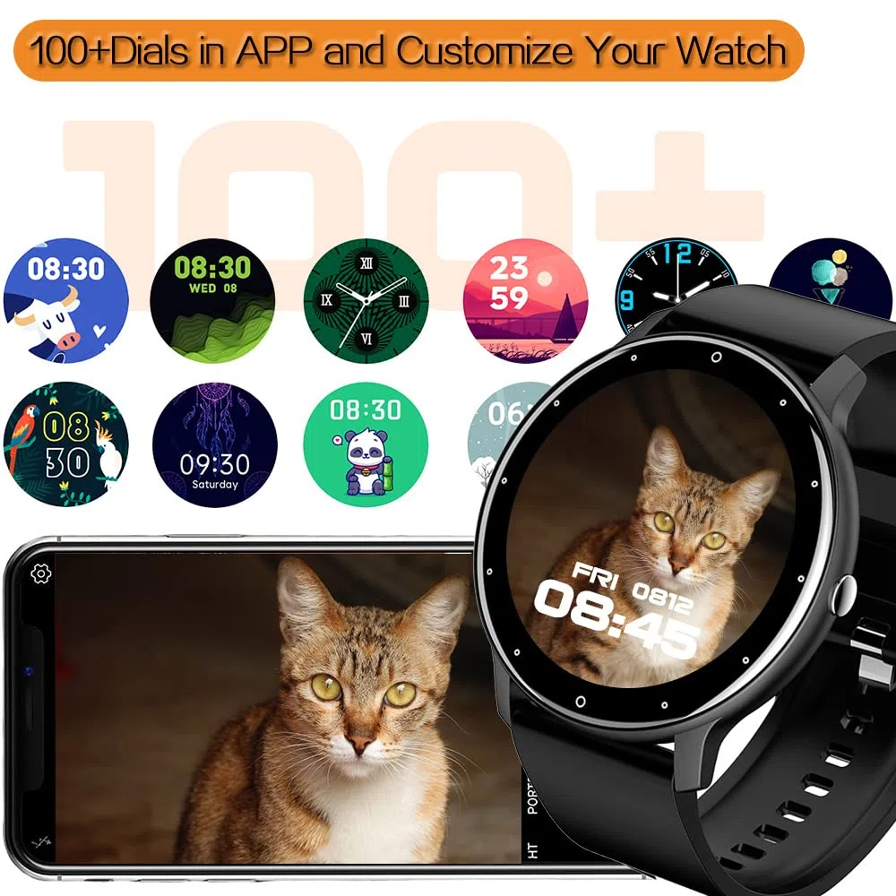 0,8cm Ultrafino Reloj Inteligente Rastreador Fitness Podómetro con Funciones Monitoreo de Frecuencia Cardíaca, Presión Arterial, Oxígeno en Sangre y Sueño, Notificación Inserción Mensaje Soporte