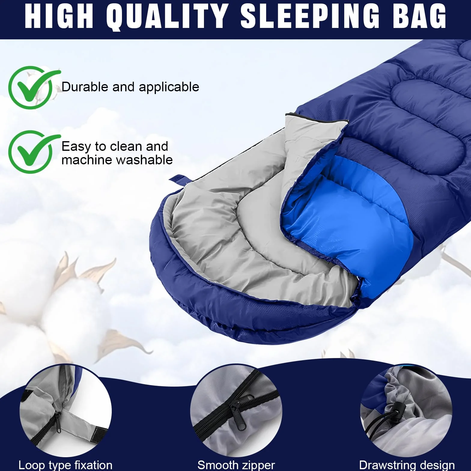 Saco de Dormir, 210x75cm Saco de Dormir 4 Estaciones, Ligero e Impermeable, con Bolsa de Almacenamiento Portátil, para Adultos y Niños, para Acampada, Senderismo y Actividades al Aire Libre
