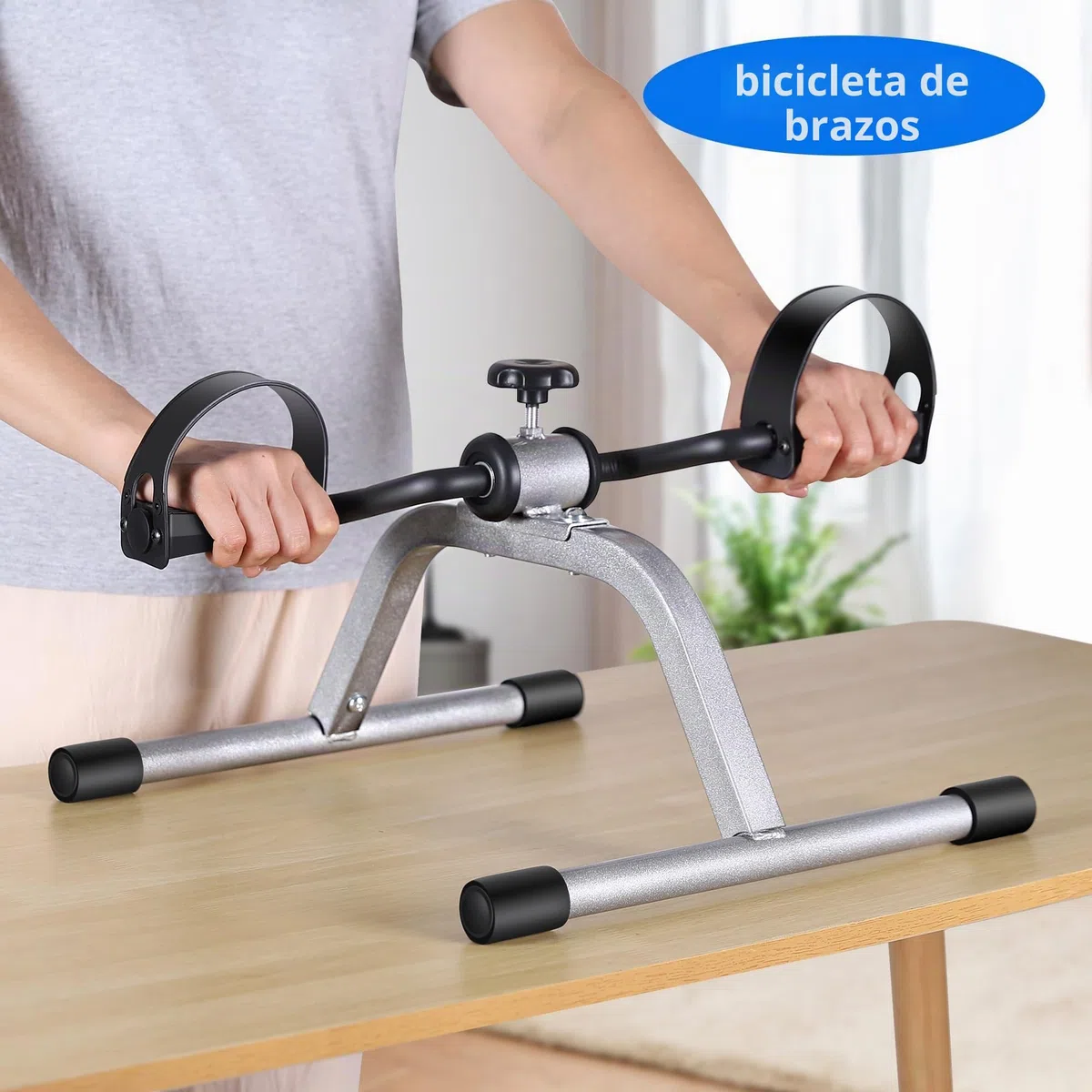 RYGEO Ejercitador de pedales para debajo del escritorio, mini ejercitador de pies, resistencia ajustable, silencioso, para el hogar, fitness, gimnasio, entrenamiento, piernas, brazos