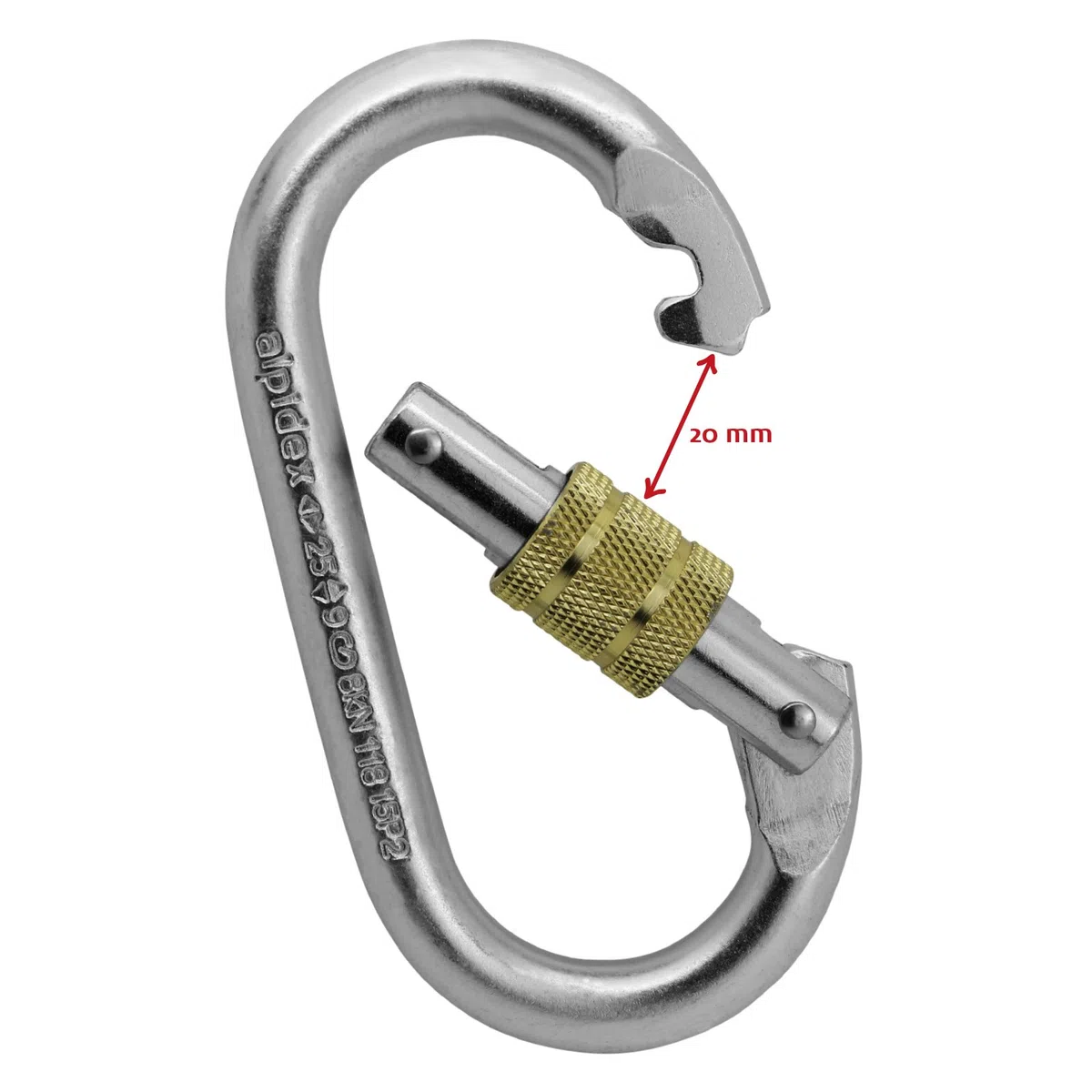 ALPIDEX Set de 5 Mosquetones de Acero Ovalados Mosquetón de Rosca – 25 kN – Probados según EN 362 & EN 12275 – Mosquetón para Escalada y Seguridad Laboral