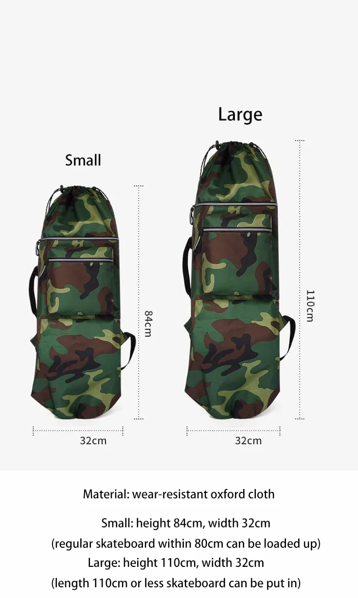 Skateboard Accesorios Patinetas Funda Skate Mochila para Longboard, Negro pequeño, 84 cm X 32 cm