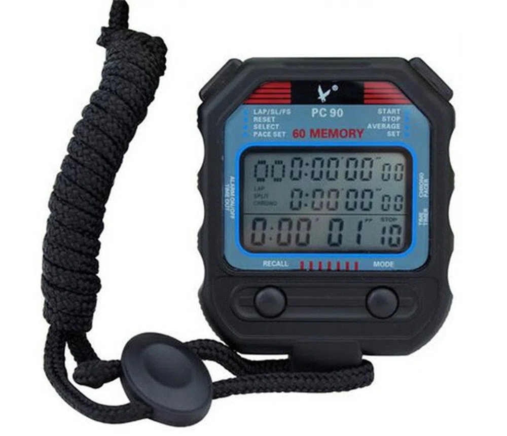 Cronómetro digital profesional para hombre de Cuzit, de 3 filas y conteo de 60 segundos, ideal para deportistas, para atletas, modelo PC90