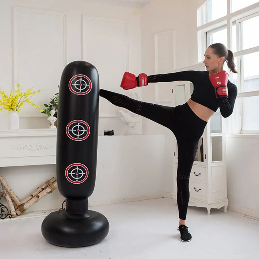 Saco de Boxeo de pie 160 cm, Saco de Boxeo Inflable, Punching Ball para Practicar Karate, Taekwondo y aliviar Pent Up Energy, Ejercicio Boxeo Objetivo Bolsa
