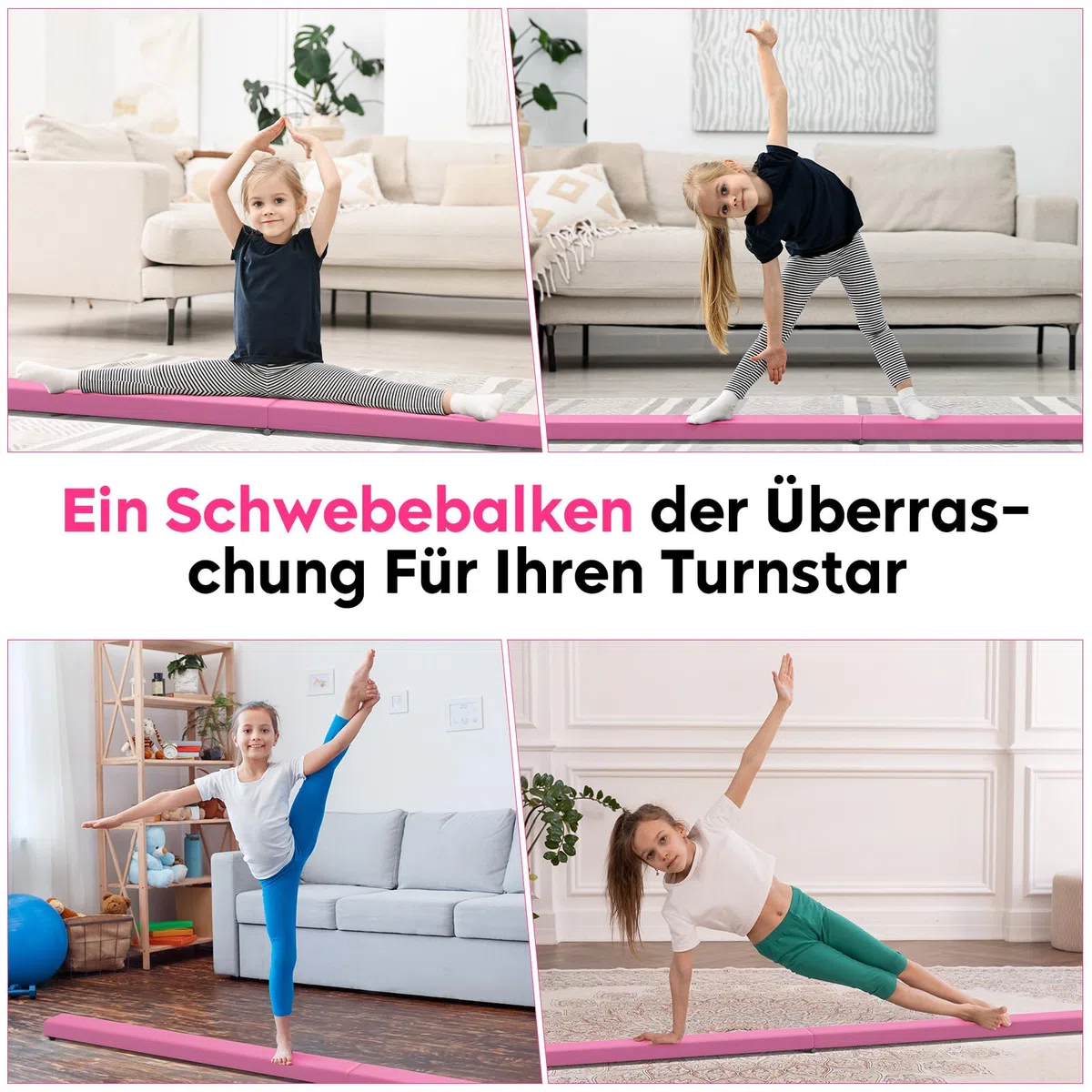 U`King Barra de Gimnasia Plegable, Barra de Equilibrio, 2,1 m/220 Libras, de Ante sintético, para Entrenamiento en casa, Gimnasio, Ejercicio, Ejercicio