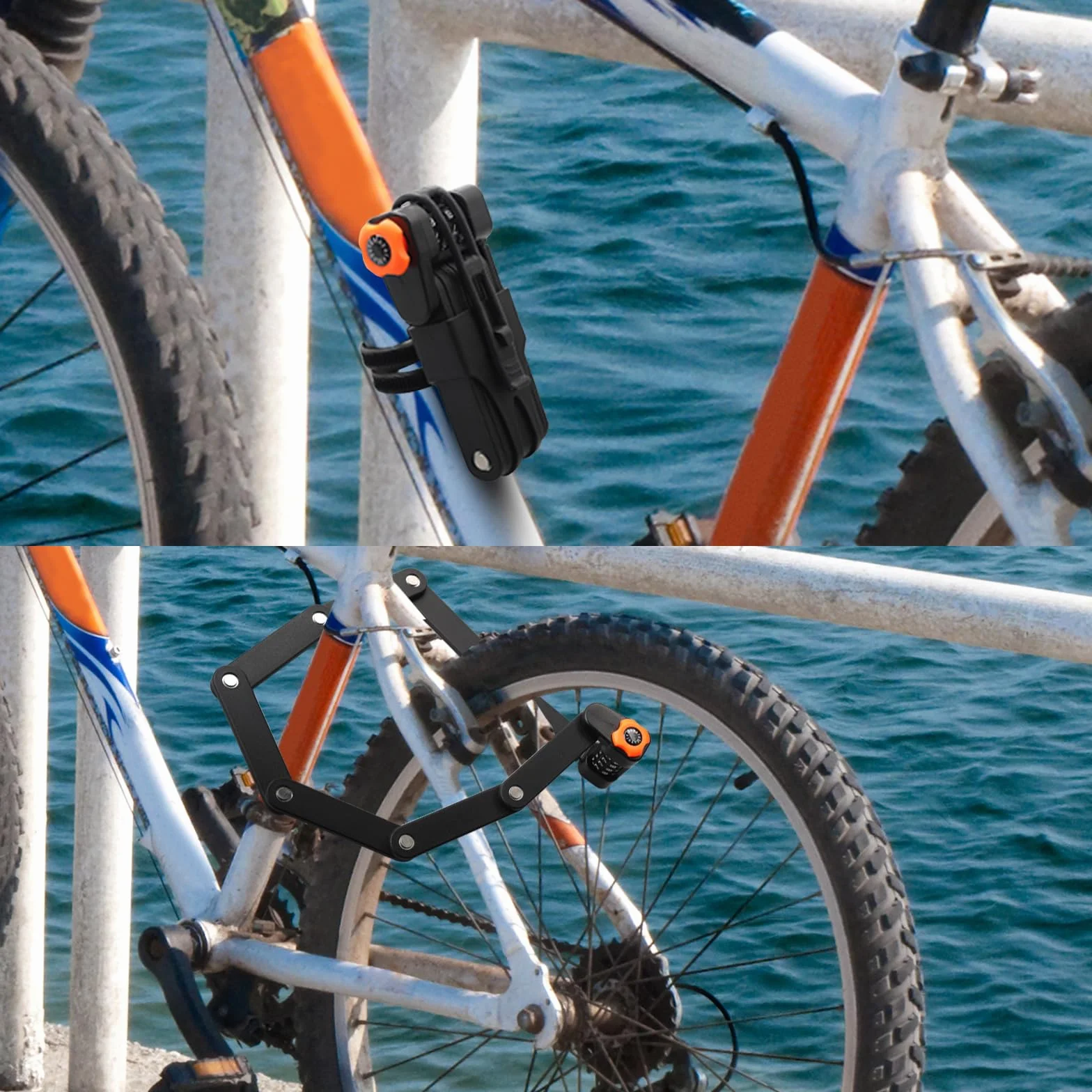 Candado de Bicicleta Antirrobo Plegable de 85 cm, Compatible con Motocicletas y Bicicletas, Resistente a la Intemperie y Fácil de Transportar