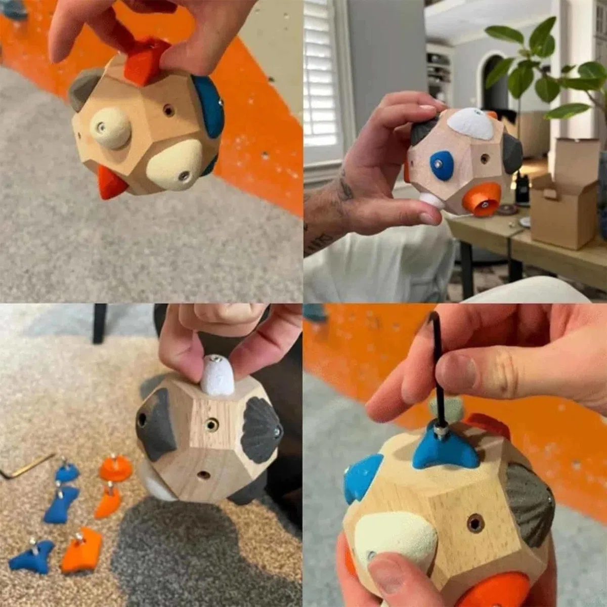 YUNFAN Handcrafted Boulder Block,Build Strength and Precision,Finger Training Tool,3D Rock Climbing Ball,Portable Wooden Climbing Balls,for Grip Strength Training,Gifts for Rock Climbers