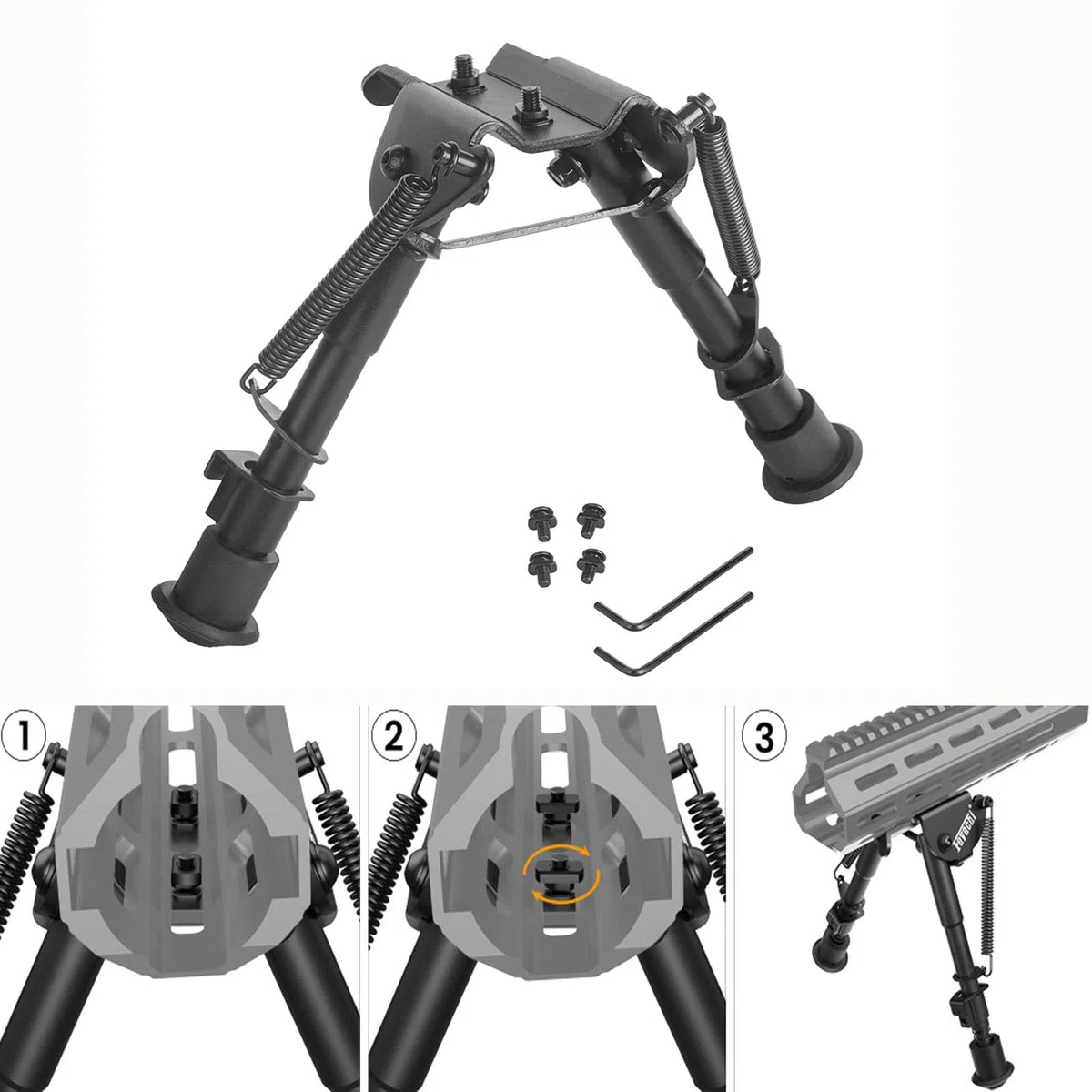 Tripod Case, MLock Bipode para Rifle, Brigade Telescópico Adjustable de 6-9 Pulgadas Com Marco de Soporte Retractil de Retorno por Resorte Instalación, para Cazar y Disparar