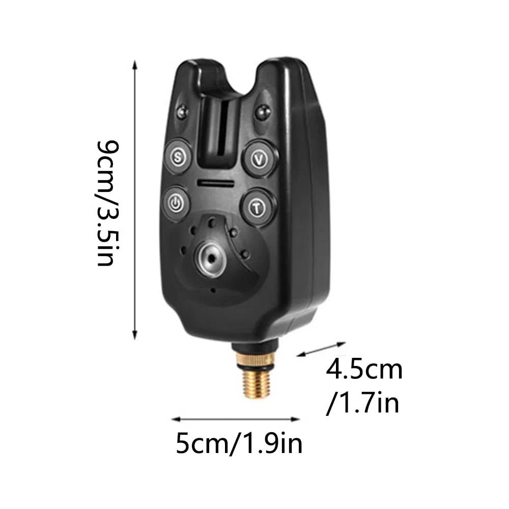 Alarma de picadura de pesca, alarma de picadura de pesca con indicador LED, alarma de mordida con control de volumen + tono, alarma de picadura de pesca de carpa y lucio, indicadores de bocina de