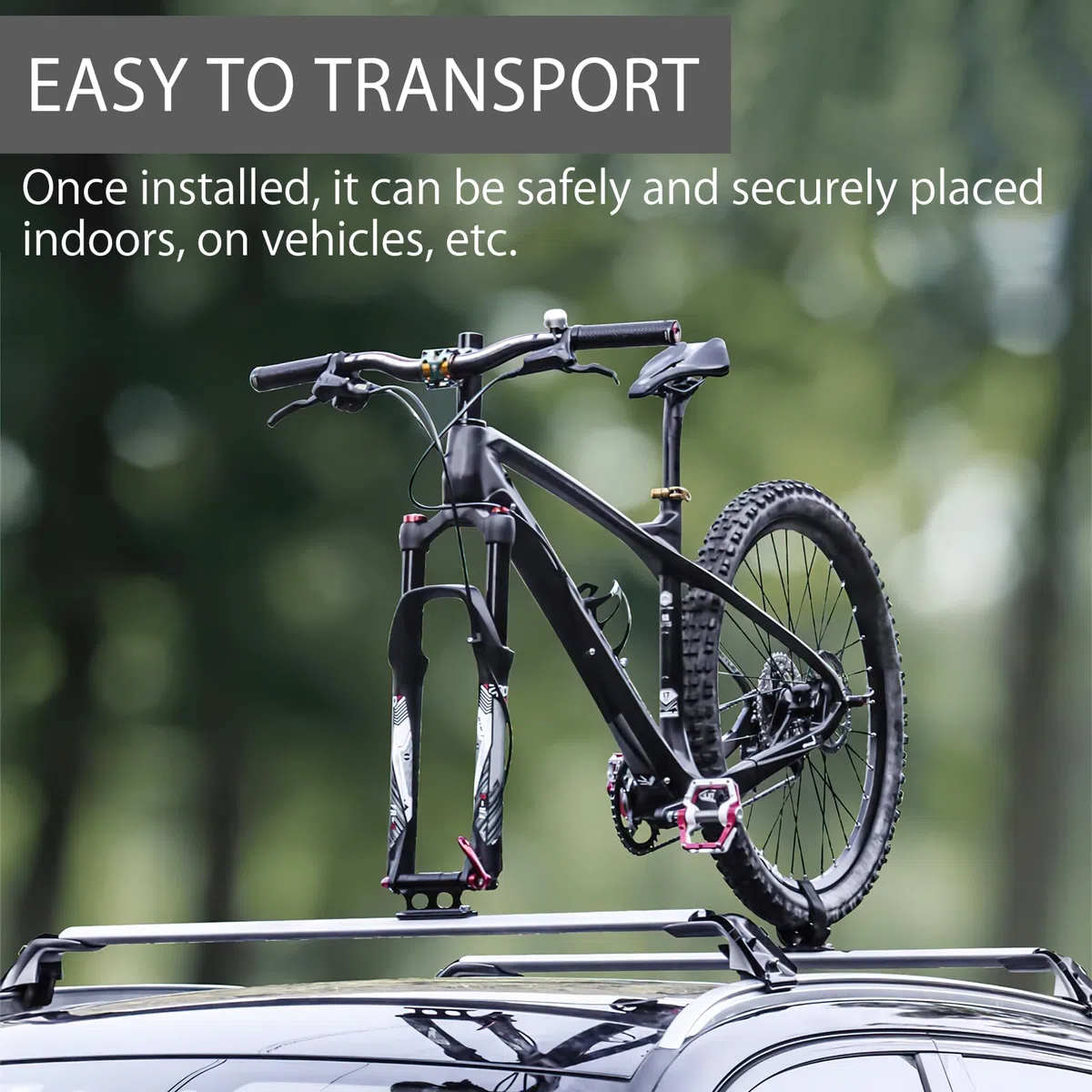 HENGBIRD 2 piezas soporte de horquilla para bicicleta de aleación de aluminio, soporte de techo para bicicleta de coche de bloqueo rápido, soporte de horquilla para bicicleta versátil para 5/12