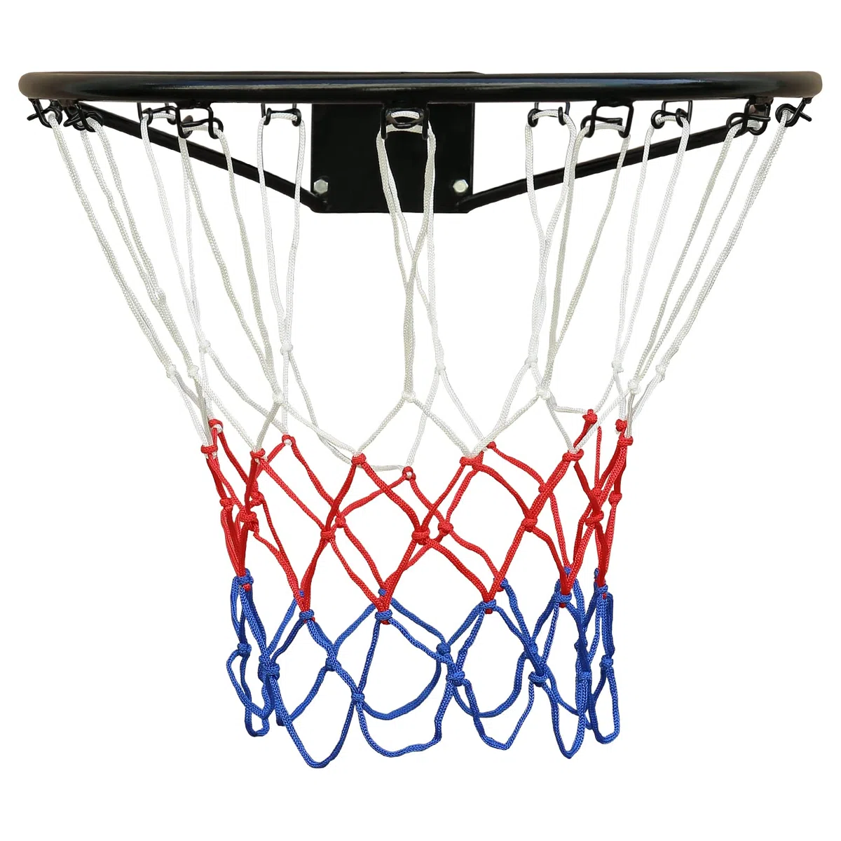 Anillo sólido de baloncesto profesional (45 cm), red de aro y fijaciones de pared, adecuado para adultos y niños, interior y exterior, color negro