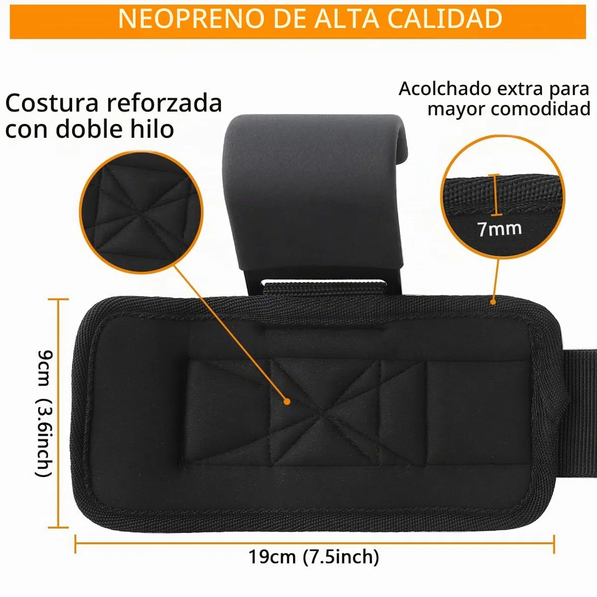 Levantamiento Peso Gancho Correas de Agarre (Par), Neopreno Acolchado 9 cm de ancho, Levantamiento de Potencia y Dominadas, Gimnasio Muñequeras para Levantamiento de Pesas para Hombres y Mujeres