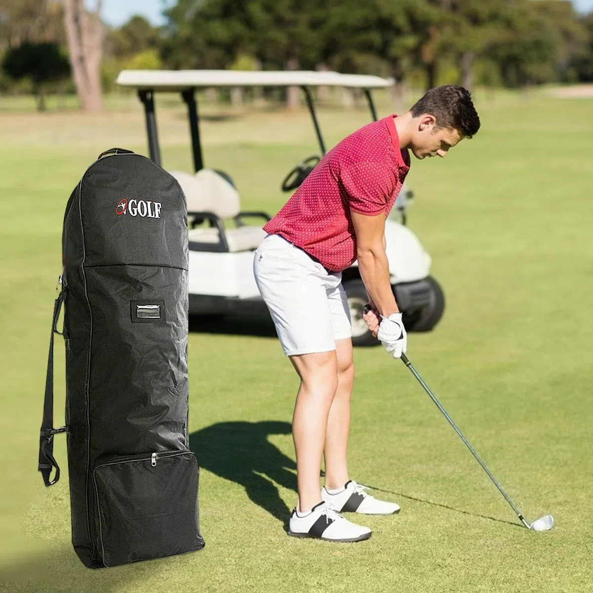 Bolsa De Viaje para Golf con Ruedas - Estuche Protector Portátil con Correa De Hombro para Transportar Palos, Ideal para Viajes En Avión