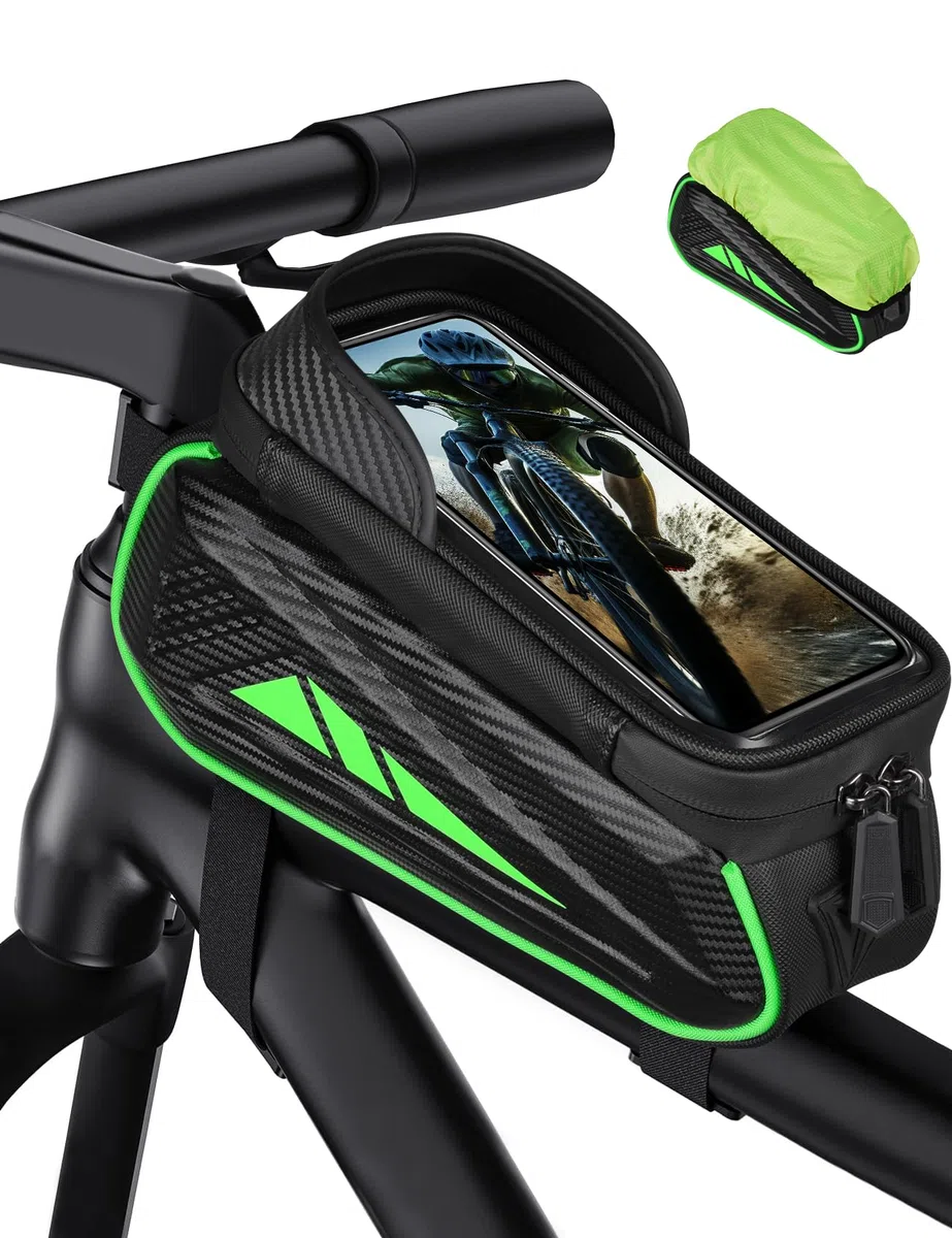 Vitalismo Bolsa para marco de bicicleta, resistente al agua, para smartphones de hasta 7 pulgadas, soporte para teléfono móvil, funda para tubo superior con TPU sensible pantalla táctil para