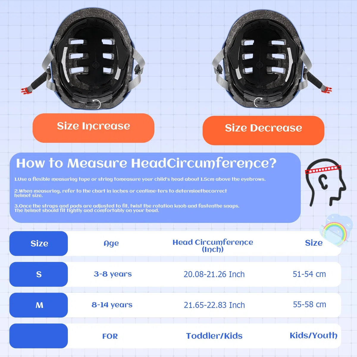 Casco Ajustable para niños y niñas y Adolescentes, Casco Bicicleta Bici niño Casco Protector para monopatín, Bicicleta, Patinete, Patines en línea y Ciclismo