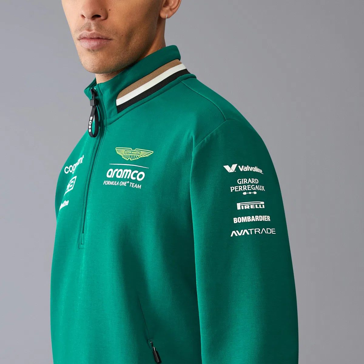 Aston Martin F1 Team 2024 1/4 Zip Hombre - Verde, S