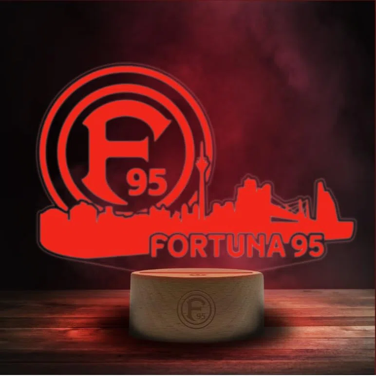 Fortuna Düsseldorf 13217 Skyline - Lámpara LED con diseño de escudo de la ciudad, color rojo