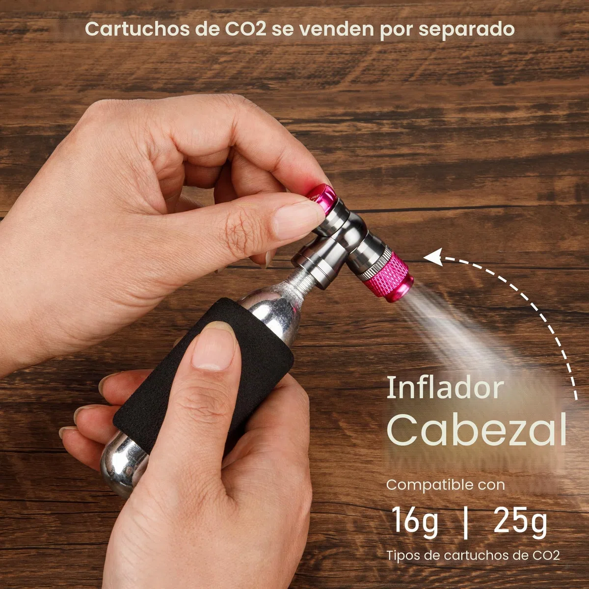 Juego de Bomba de CO2 para Bicicleta, inflador de CO2 con Cartuchos de CO2 de 16 g/25 g, compacta, Ligera, Compatible con válvulas Presta & Schrader, Bicicletas de Carretera y