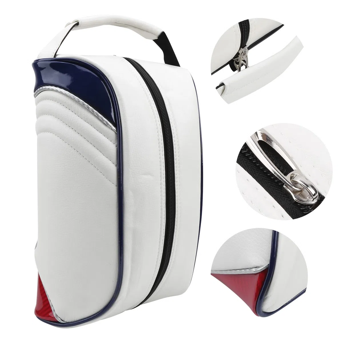 Alvinlite Bolsa de Cuero PU para Zapatos de Pelota de Golf, Bolsa Impermeable con Cremallera para Zapatos, Bolsa para Zapatos Deportivos, Bolsa de Almacenamiento para Zapatos de Pelota de Golf Bolsa