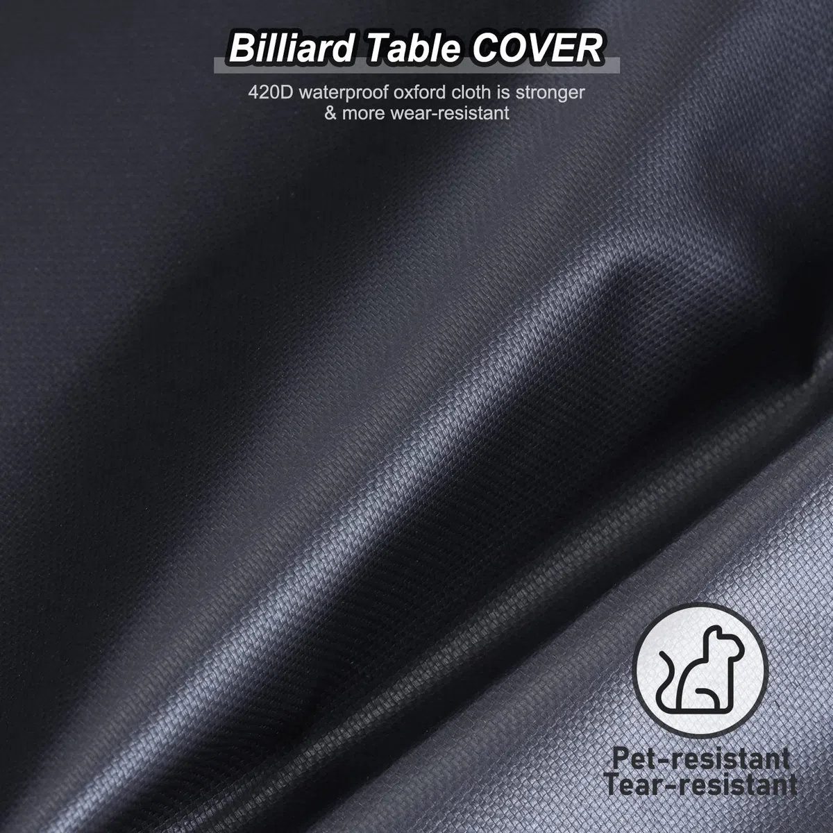 PATIKIL 7 Pies Billar Pool Mesa Cubierta, Impermeable Exterior Interior 420D Poliéster Polvo Prueba Billar Mesa Protección para Billar Mesa, Negro