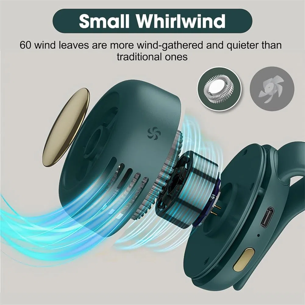 Ventilador eléctrico mini silencioso portátil, nuevo ventilador mini sin aspas 2026 con clip, pequeño ventilador con clip para camisa y cintura, 3 velocidades ajustables para exteriores, viajes y