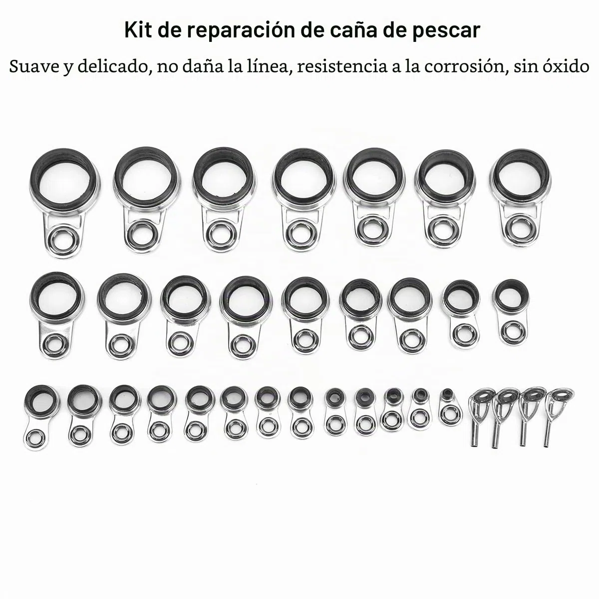 SOONHUA Kit de Repuesto de Barra de Ojo, Anillo de línea de balsa caña de Pescar Piezas de reparación de Edificios telescópica Surf Casting Rod guías Punta Tops