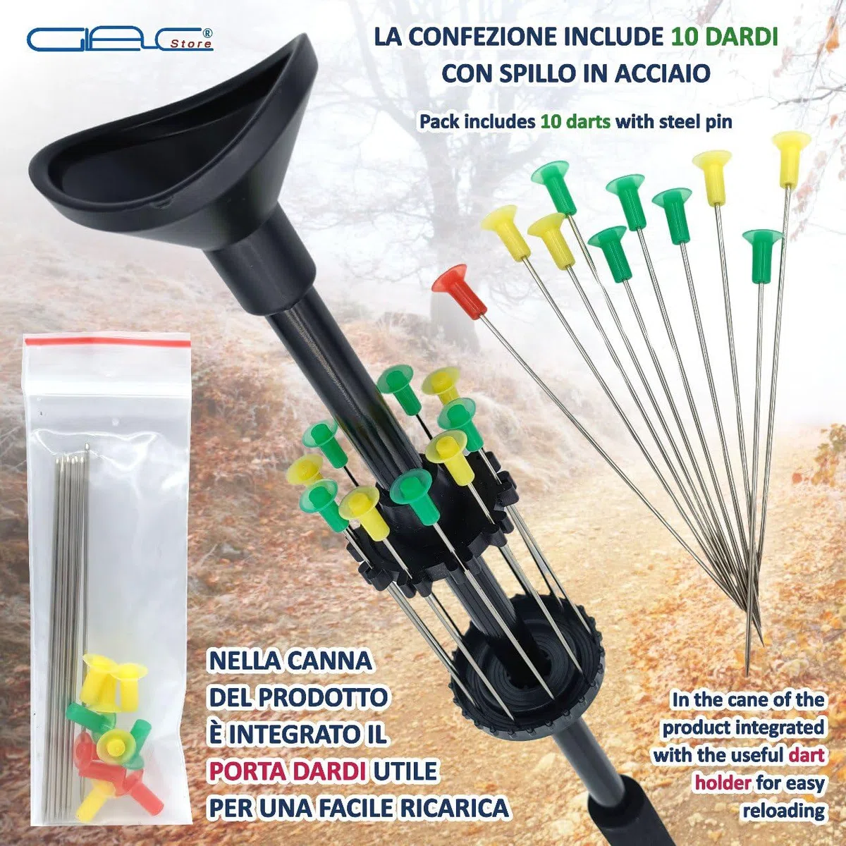 Cerbottana profesional deportiva 30, 24, 18, 12 pulgadas, de aluminio resistente y resina, ligera, con porta dardos y 10 dardos incluidos