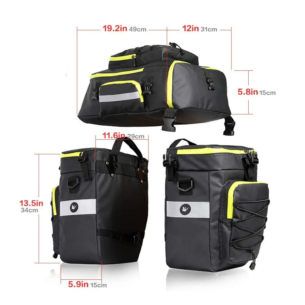 Rhinowalk Bolsa de bicicleta para bicicleta, para portabicicletas de carga, bolsa de hombro, bolsa para portátil, accesorios de ciclismo profesionales 3 en 1