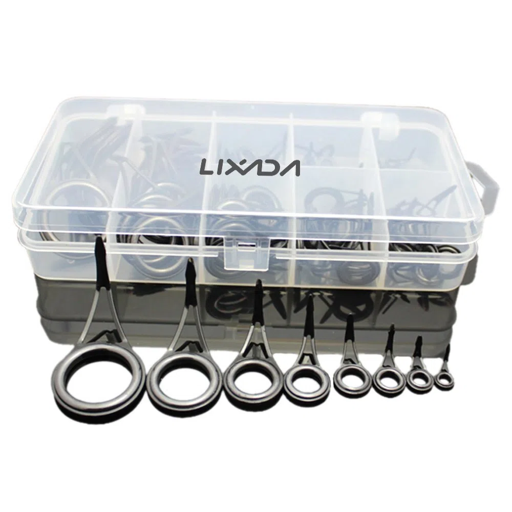 Do-cooler 75pcs Anillas para Cana de Pescar, Guía de Anillo de cerámica, Kit Reparacion Canas de Pesca, Mar Caña Guía Tip Set Reparación Kit Caña De Pescar Piezas De Acero Inoxidable