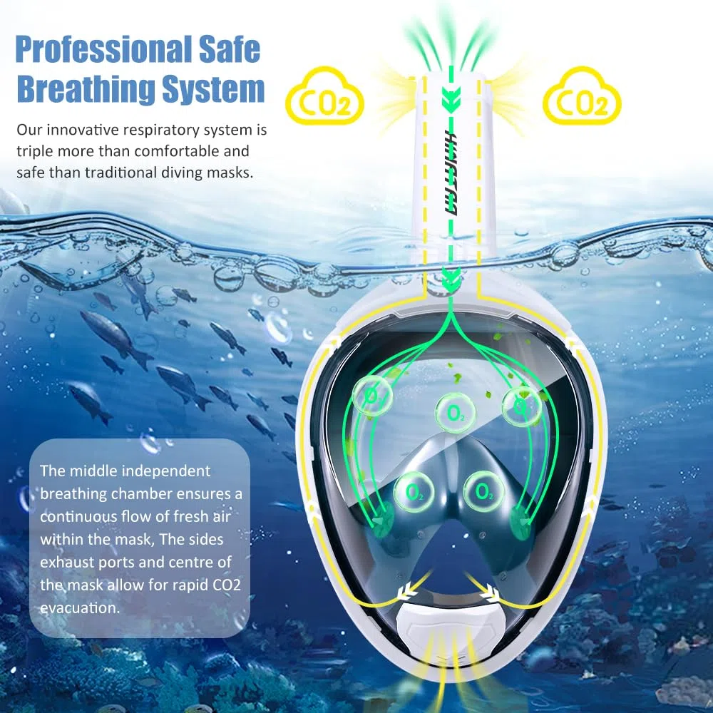 Máscara de Buceo, Diseño de Doble Bola Flotante Máscara de Snorkel, Anti-Vaho Máscara de Esnórquel, con Montaje de Snorkel Desmontable, Máscara de Gafas para Adultos y Jóvenes