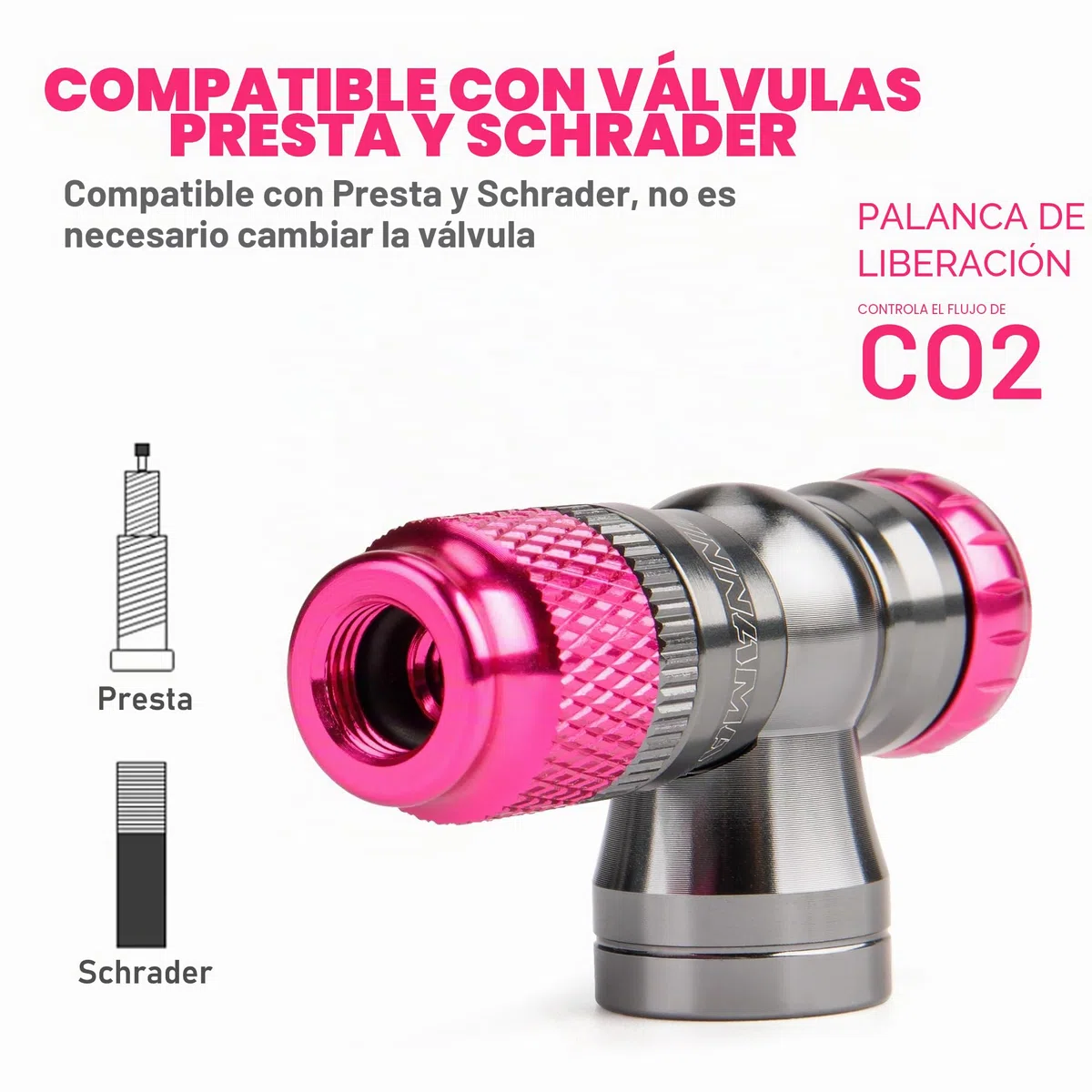 Juego de Bomba de CO2 para Bicicleta, inflador de CO2 con Cartuchos de CO2 de 16 g/25 g, compacta, Ligera, Compatible con válvulas Presta & Schrader, Bicicletas de Carretera y