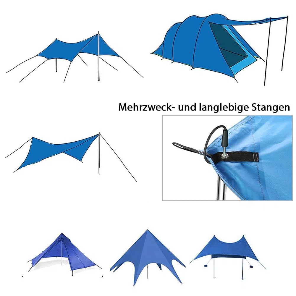 SAN LIKE Varillas Tienda Campaña, Barra Telescópica para Tiendas de Campaña o Toldo Ajustable Postes de Lona de Toldo Camping Carpas, Plegables Palos de Tiendas de Campaña, Postes Metalicos de Soporte