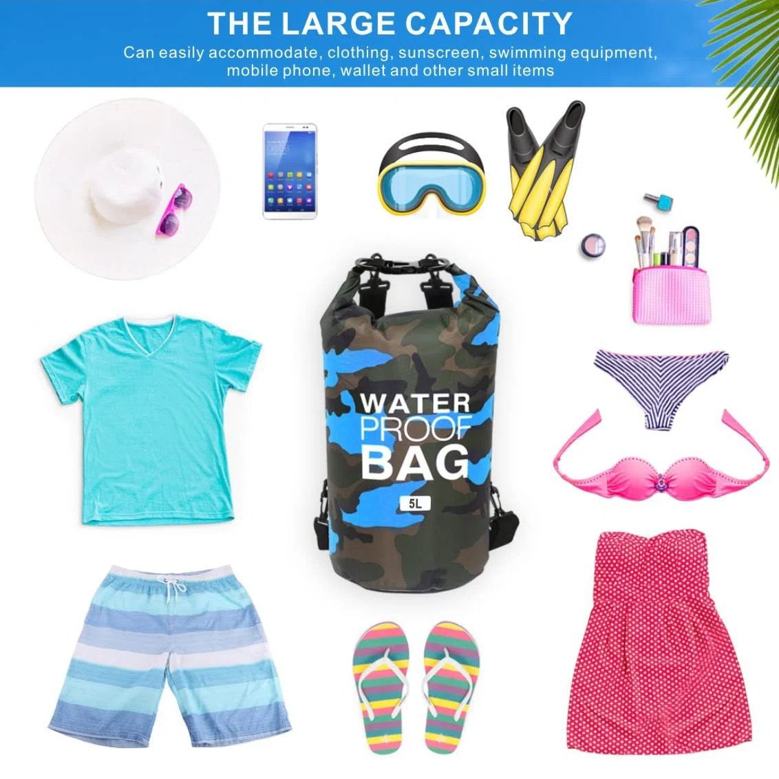 Bolsa Seca Impermeable, Mochila Seca Flotante Bolsa de Playa Saco seco liviano para la Playa, Paseos en Bote, Pesca, Kayak, natación, Rafting, Camping 5L 10L 15L 20L 30L