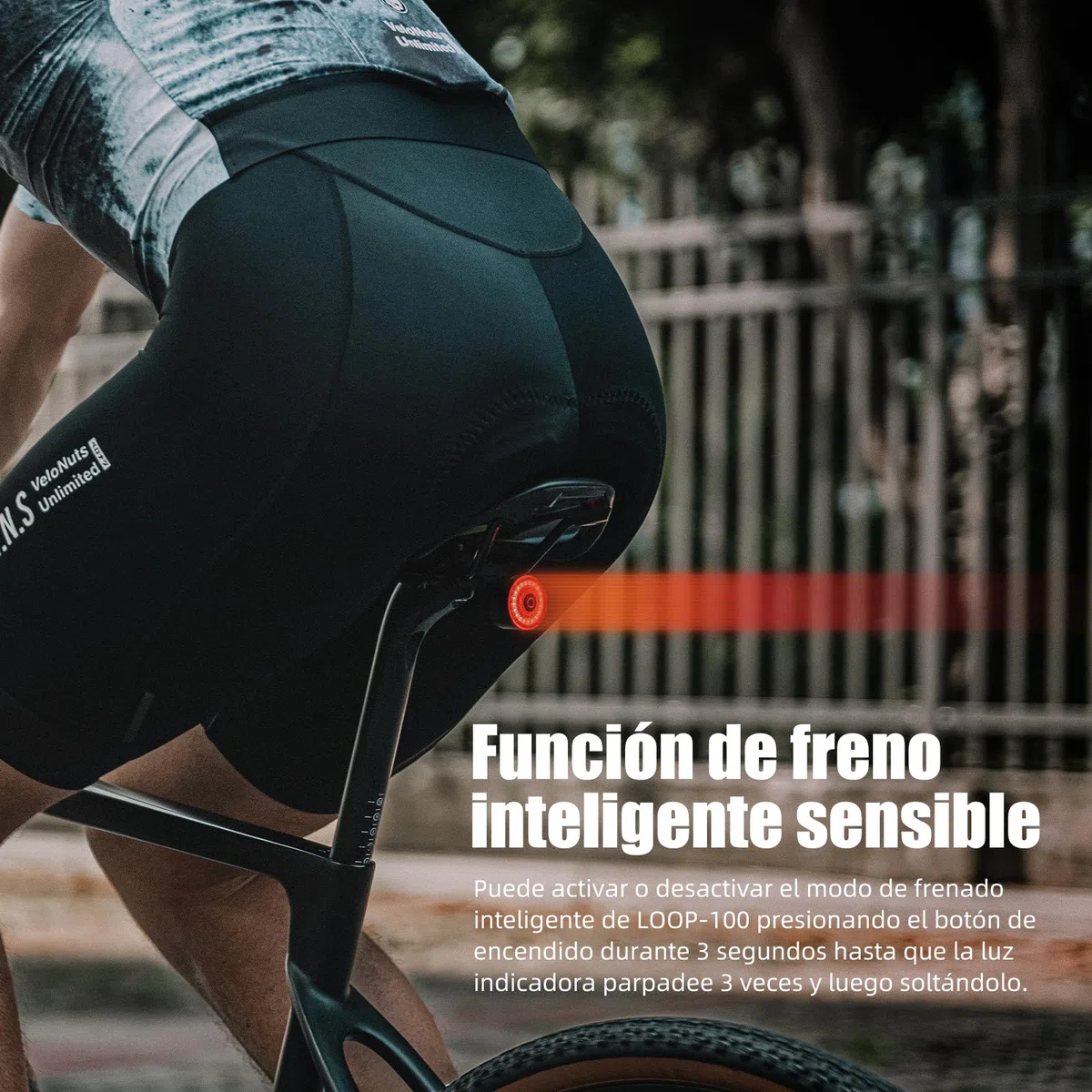 Gaciron LOOP-100 luz Trasera Bicicleta, con Sensor de Freno Inteligente,100 LM de Alto Brillo,luz Bicicleta Trasera de aleación de Aluminio con instalación magnética,Luz Bicicleta Recargable