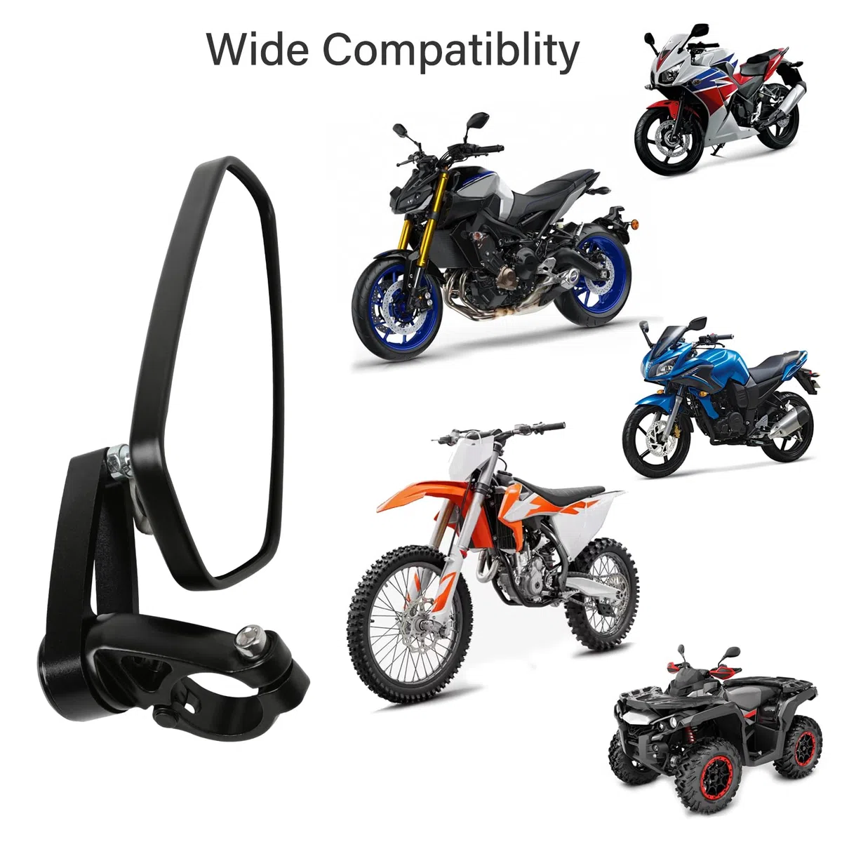 Motocicleta Espejos Laterales de Extremo de Barra,7/8 "22 mm Aleación de Aluminio Espejos Retrovisores del Manillar para Scooter Cruiser Sport Bike(Negro)