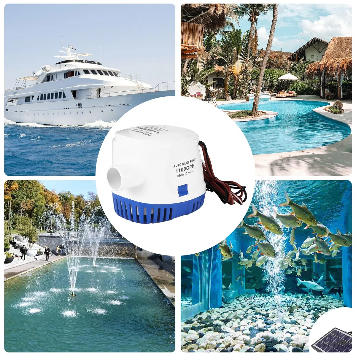 OurLeeme Bombas de Achique, 12V 1100GPH Automática Bomba de Agua y de Líquido Bomba para Sumergible Auto Barcos Estanques Piscinas