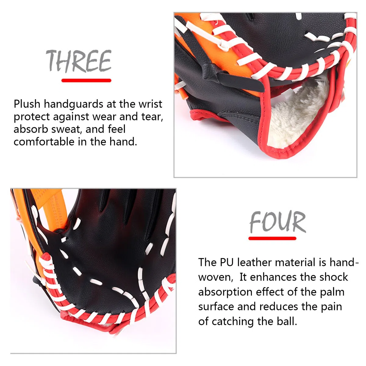 Guantes de béisbol juveniles, guantes de softbol deportivos - Guantes individuales de béisbol deportivos y profesionales | Equipo de práctica de entrenamiento deportivo al aire libre en serie de