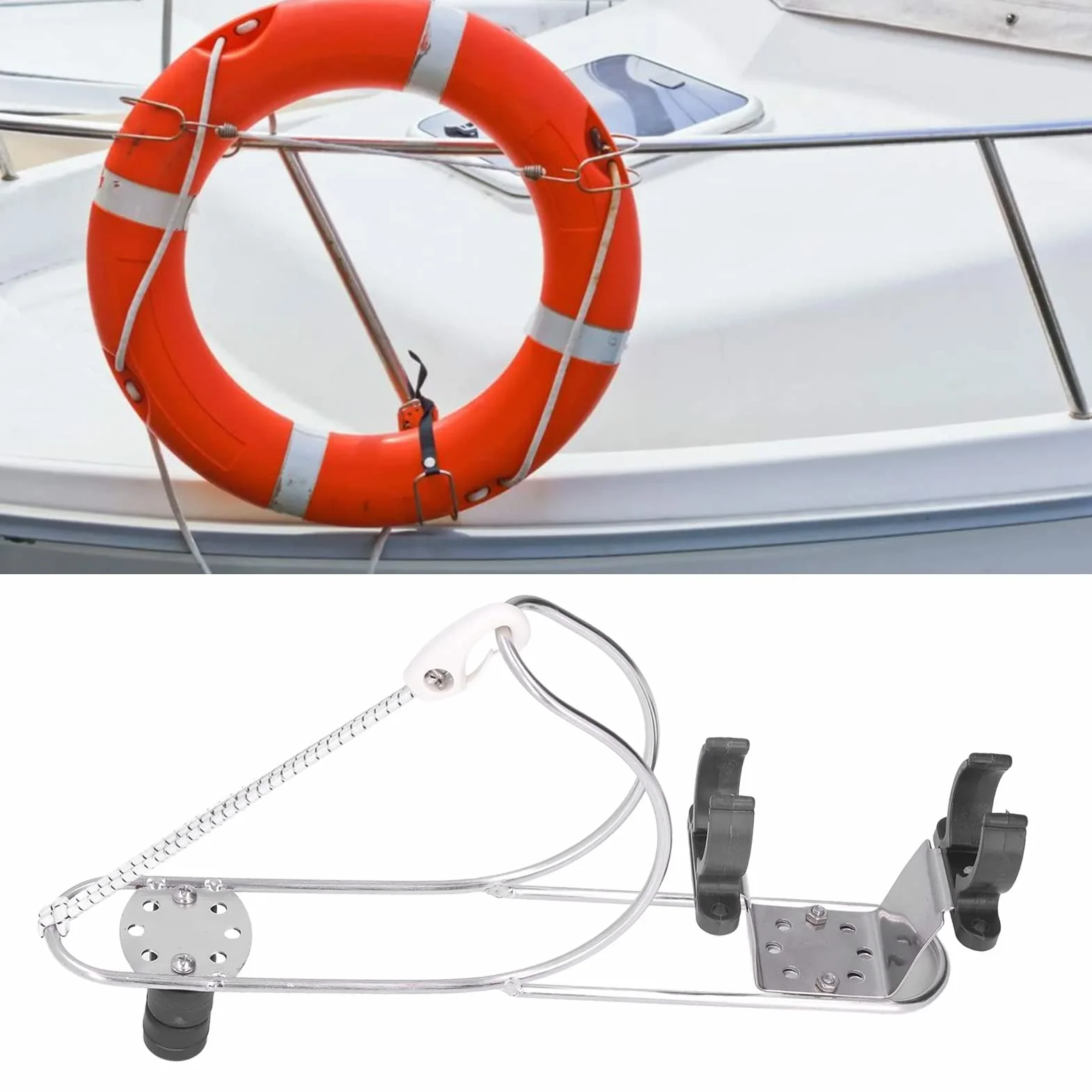 Soporte de Aro Salvavidas Marino para Barco Selección de ángulo Arbitrario Pequeño Volumen Soporte para Aro Salvavidas para Boya Salvavidas de Herradura Y Boya Salvavidas