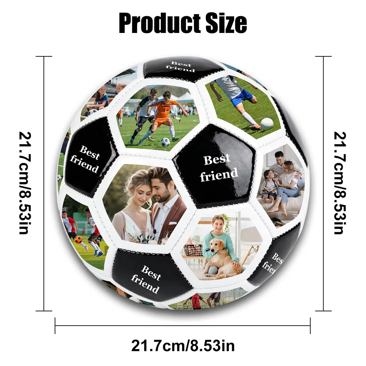 Balon Futbol Personalizado con 16 Foto y Texto Nombre, Pelota Futbol Creativo Regalo de Fútbol para Aficionados al Fútbol, Entrenadores y Equipos, Ideal para Entrenamiento, Partido y Colección