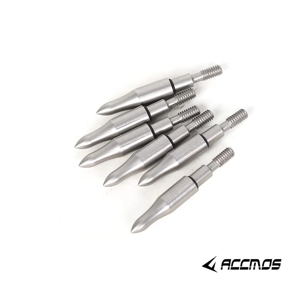 ACCMOS 100 Grain 125 Grain Acero Inoxidable Punta de Flecha Puntas de Flecha Ovaladas Punto de Tiro con Arco para Arco Recurvo Arco Compuesto Tiro Accesorio de Flecha 6/12/24 pz