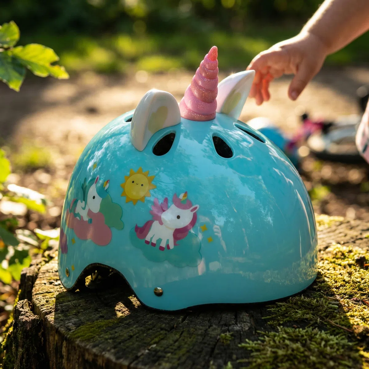 MOLTO - Casco Infantil con Diseño de Unicornio y Dinosaurio, Cuernos 3D, Casco Ajustable, Ligero y Cómodo, Ideal para Bicicleta, Patinete, Scooter y Monopatín, + 3 Años