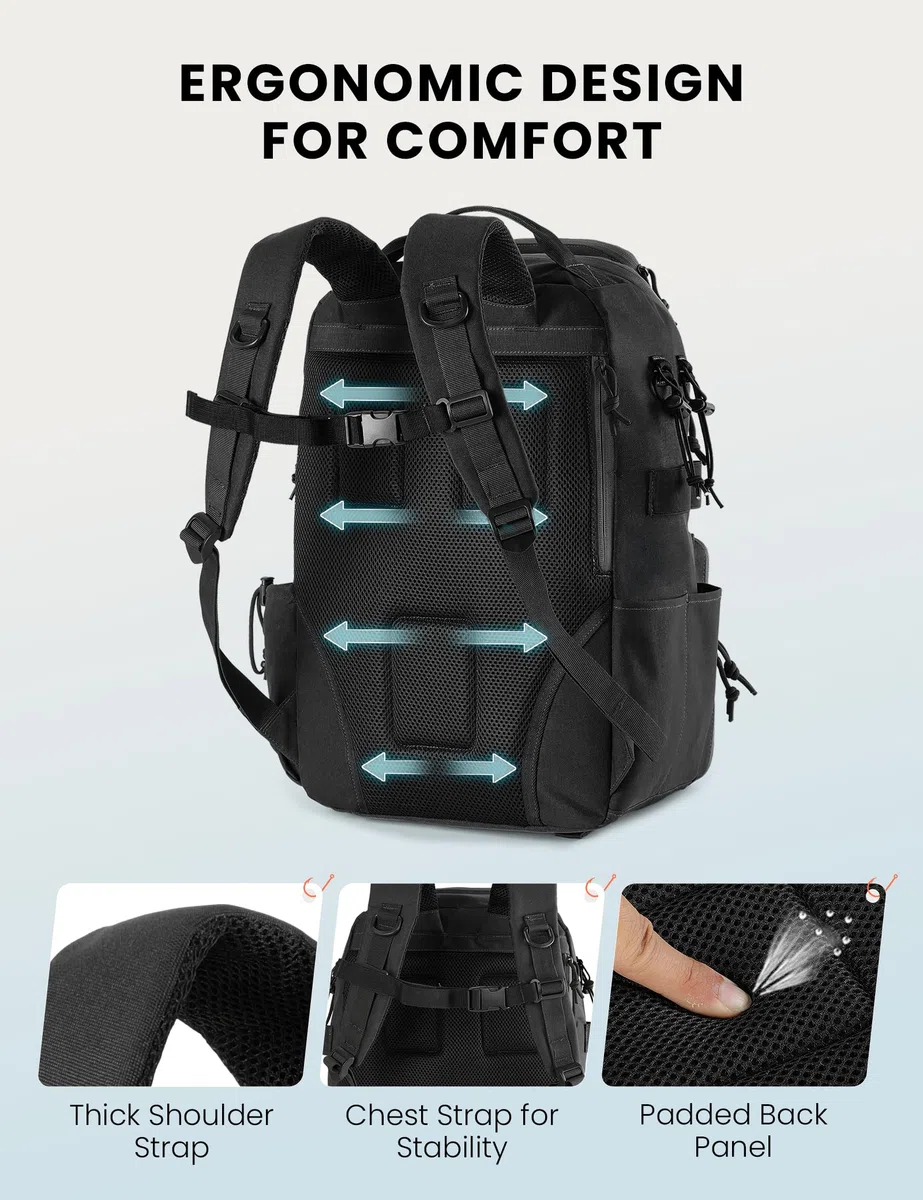 SKYSPER Mochila de Pesca con Soporte para Cañas de Pescar 40L Grande Bolsa Pesca Mochila para Pesca