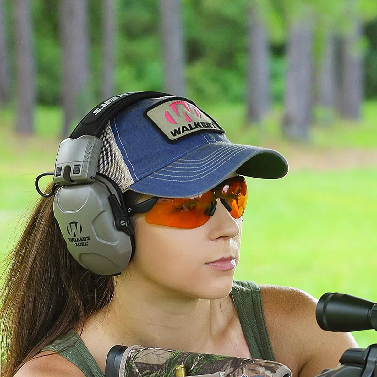 Walker's Game Ear Elite GWP-XSGL-VER - Gafas de seguridad para caza, talla única, color bermellón