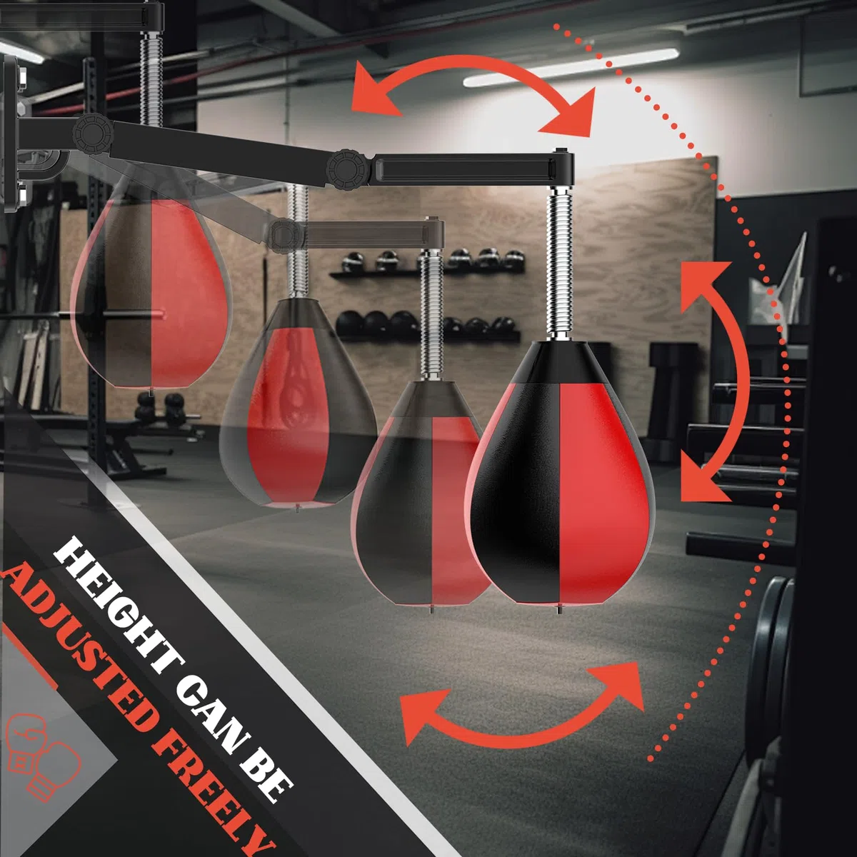 Joellfuner Speed Punchingball, Speed Ball Colgante con Soporte, Altura Ajustable y Plegable, Saco de Boxeo Colgante para Niños y Adultos, Pera de Boxeo para Entrenamiento en el Gimnasio, Hogar