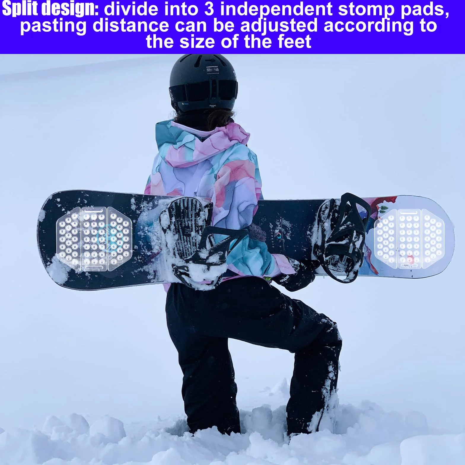 LUTER 6 Piezas Almohadillas para Stomp de Snowboard, Almohadilla para Pies Antideslizante Autoadhesiva Almohadilla para Stomp con Púas Proporciona Agarre Adicional para Snowboard Hombres Mujeres