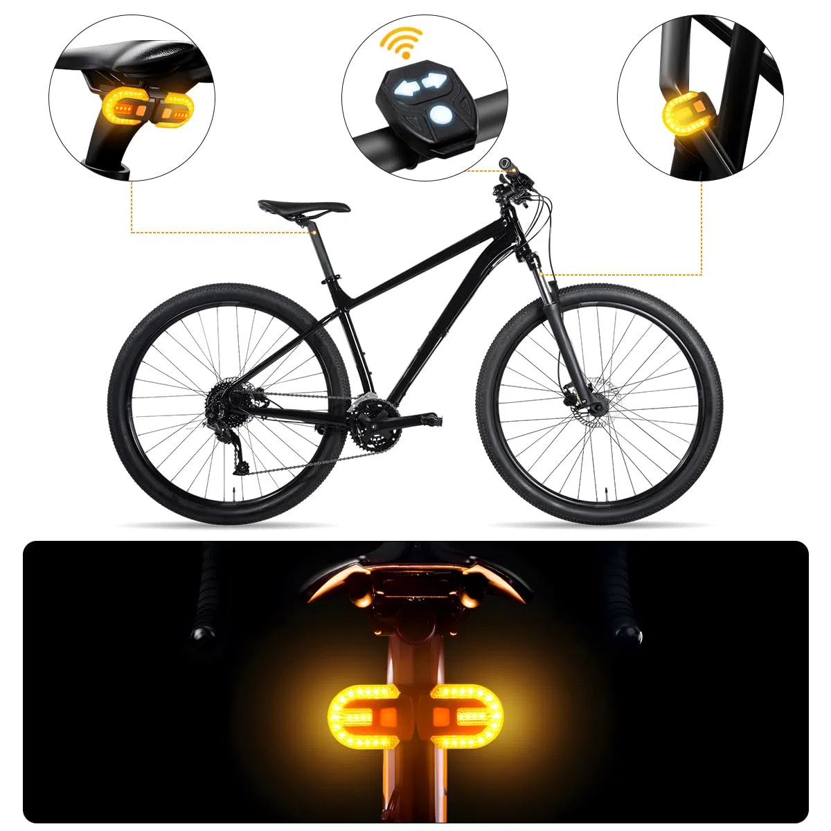 Luz Trasera Bicicleta Potente LED con Intermitentes y Mando – Luz Bicicleta Trasera Recargable USB, IPX4 Impermeable – Luces para Bicicletas, Luz Trasera Bicicleta Seguridad