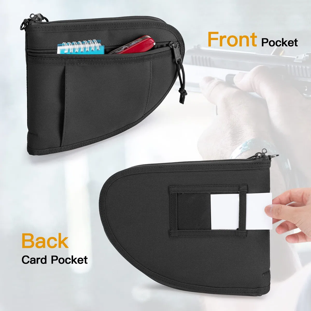 GOBUROS Estuches Acolchados para Pistola con Cremallera bloqueable, Bolsa para Pistola con Forro de Terciopelo Grueso (2 Paquetes)